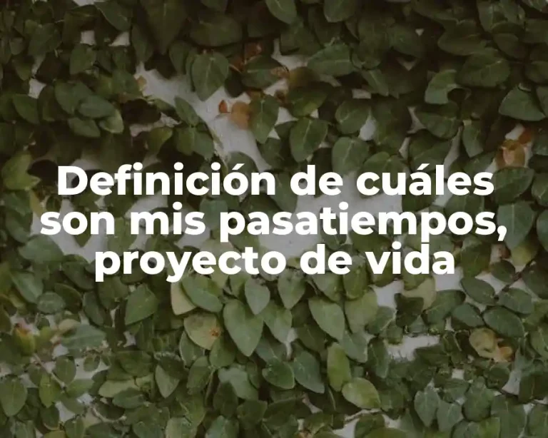 Definición de cuáles son mis pasatiempos, proyecto de vida