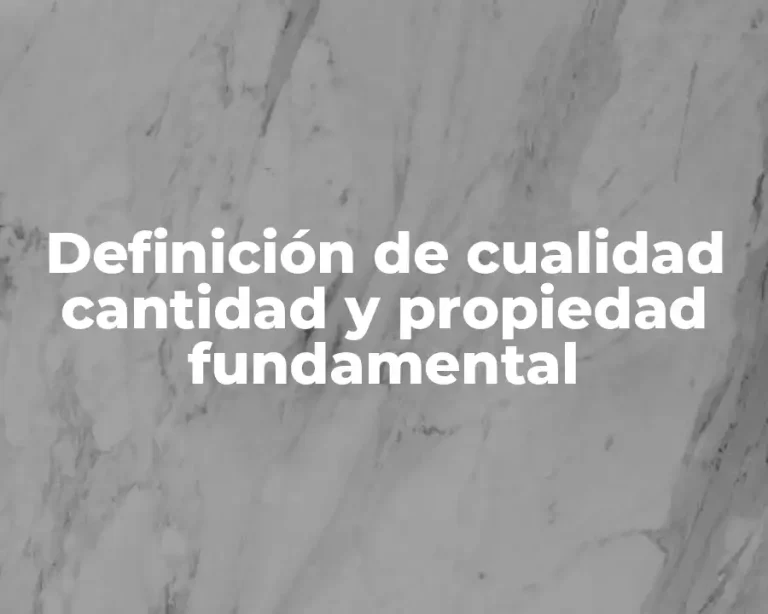 Definición de cualidad cantidad y propiedad fundamental