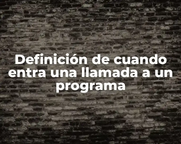 Definición de cuando entra una llamada a un programa