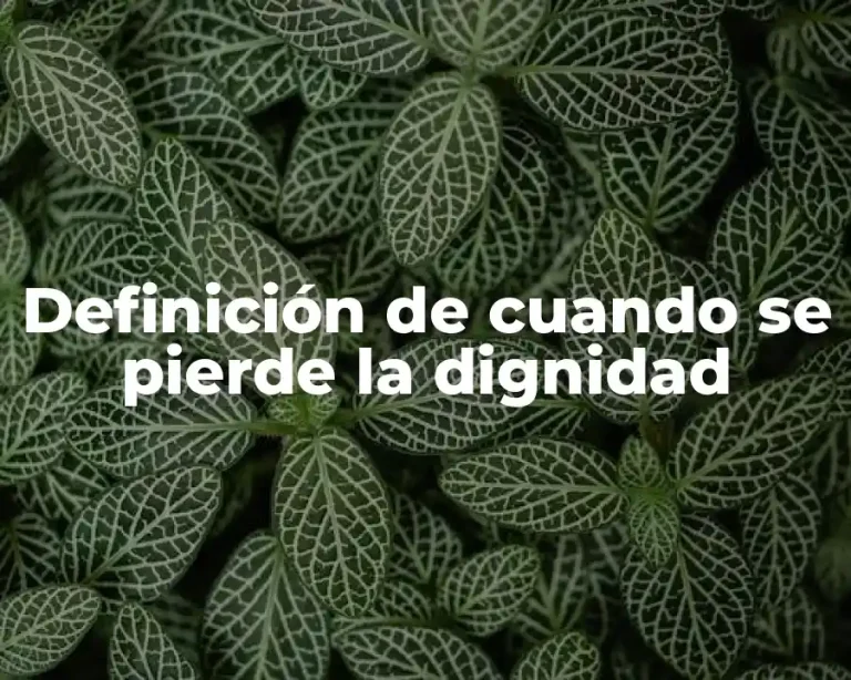 Definición de cuando se pierde la dignidad