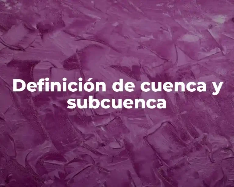 Definición de cuenca y subcuenca