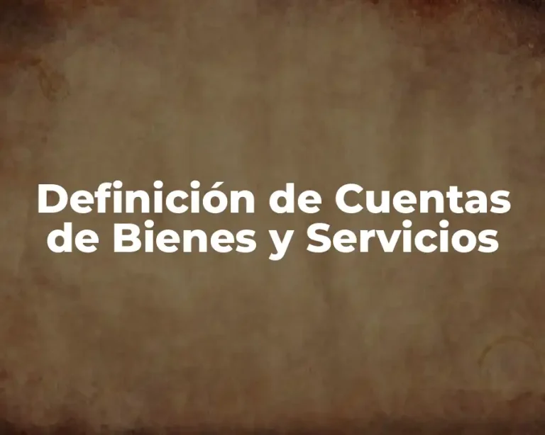 Definición de Cuentas de Bienes y Servicios