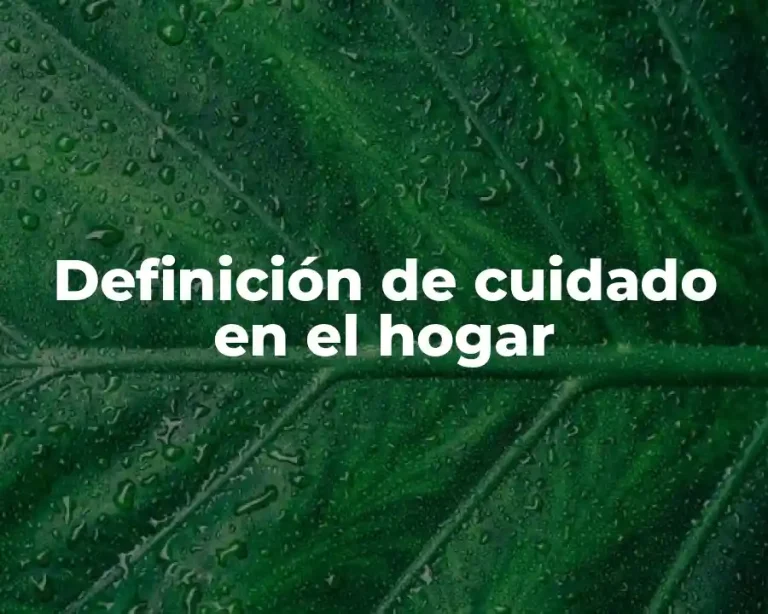 Definición de cuidado en el hogar
