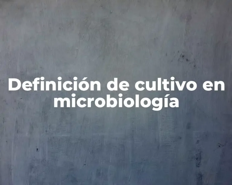 Definición de cultivo en microbiología