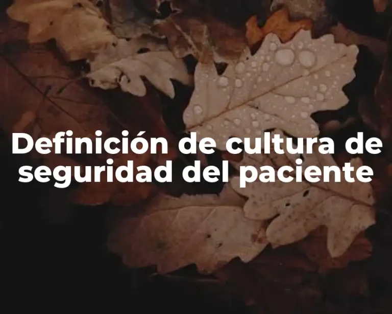 Definición de cultura de seguridad del paciente