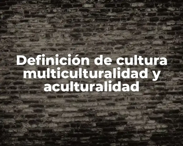 Definición de cultura multiculturalidad y aculturalidad