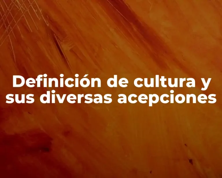 Definición de cultura y sus diversas acepciones