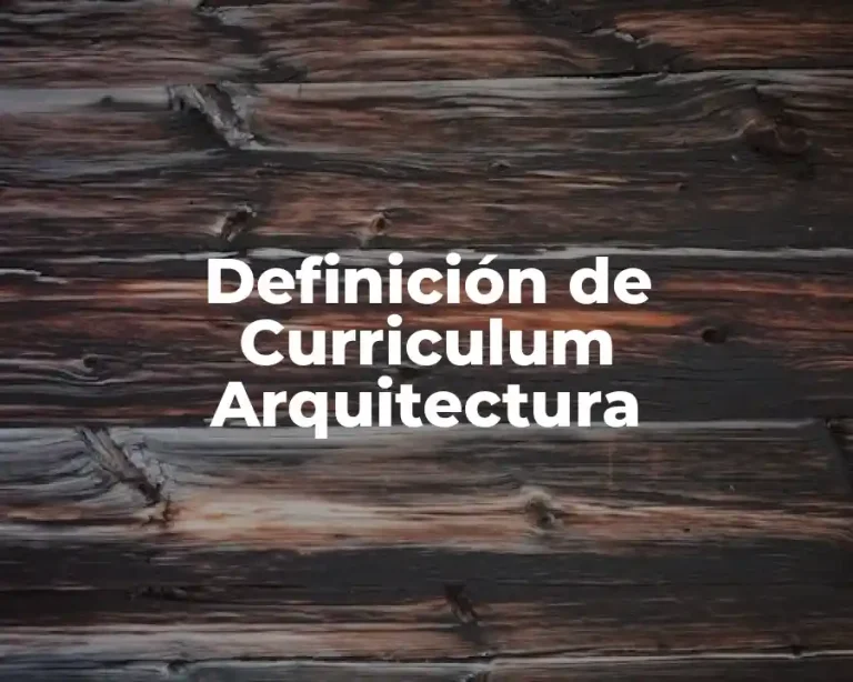 Definición de Curriculum Arquitectura