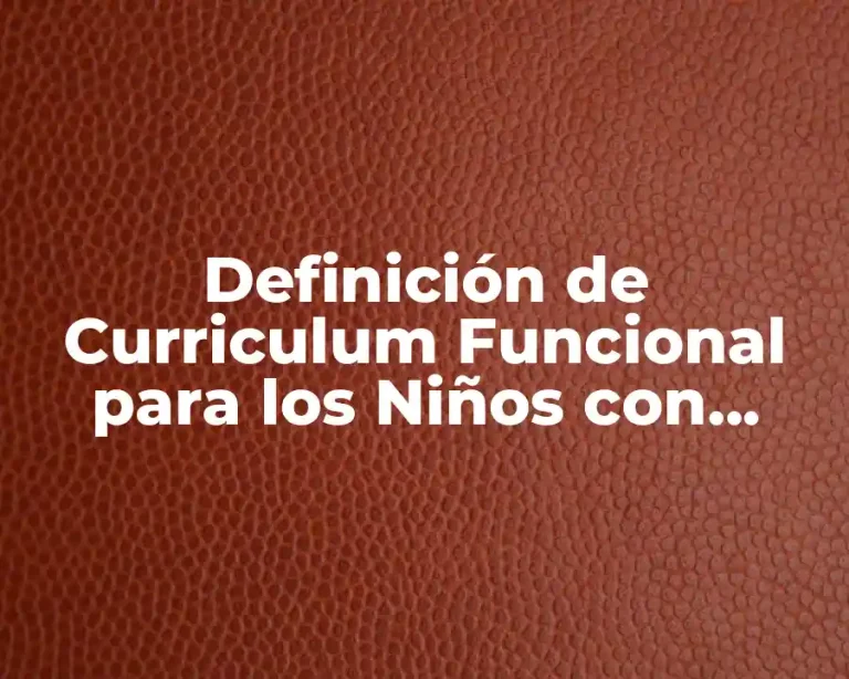 Definición de Curriculum Funcional para los Niños con N.E.E.