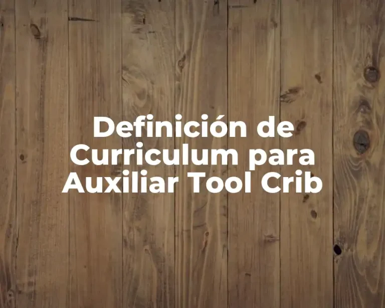 Definición de Curriculum para Auxiliar Tool Crib