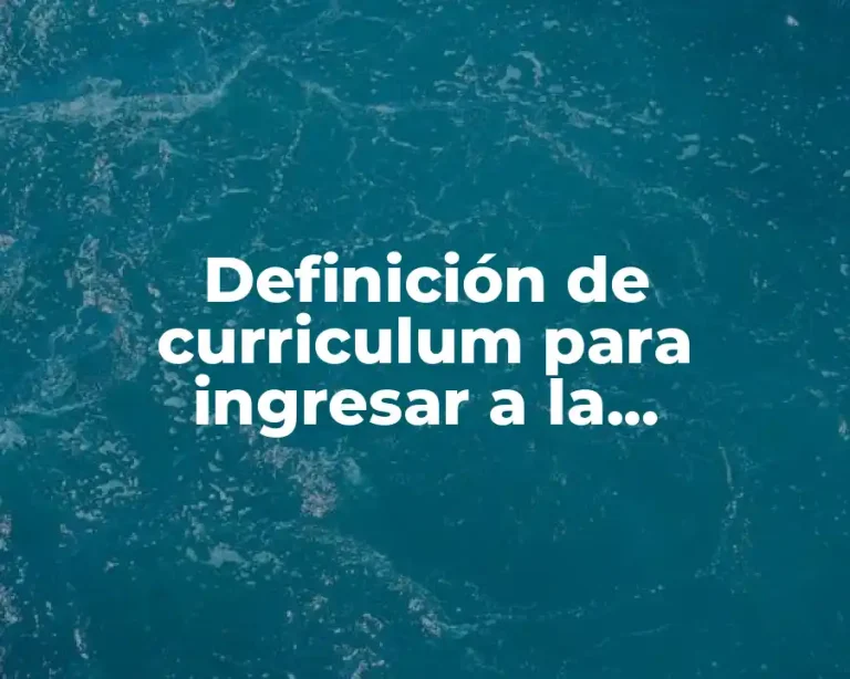 Definición de curriculum para ingresar a la universidad