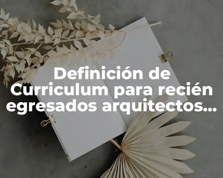 Definición de Curriculum para recién egresados arquitectos sin experiencia