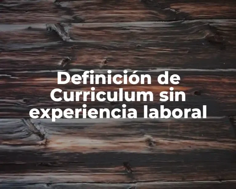 Definición de Curriculum sin experiencia laboral