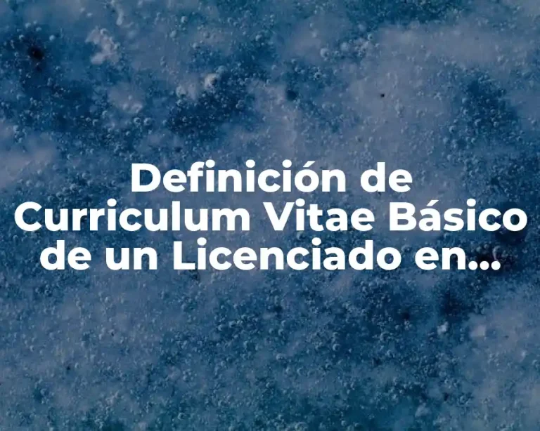 Definición de Curriculum Vitae Básico de un Licenciado en Informática
