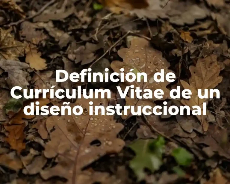 Definición de Currículum Vitae de un diseño instruccional