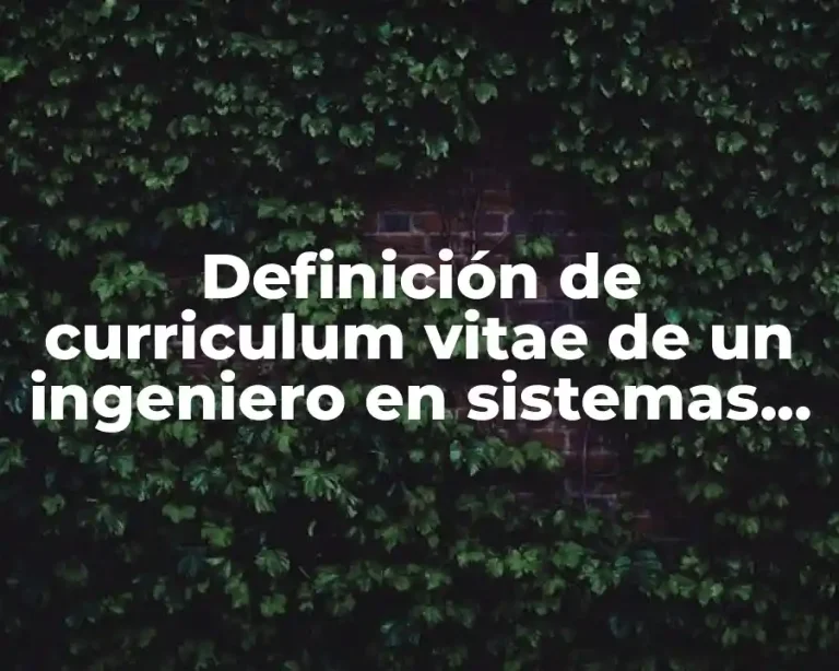 Definición de curriculum vitae de un ingeniero en sistemas computacionales