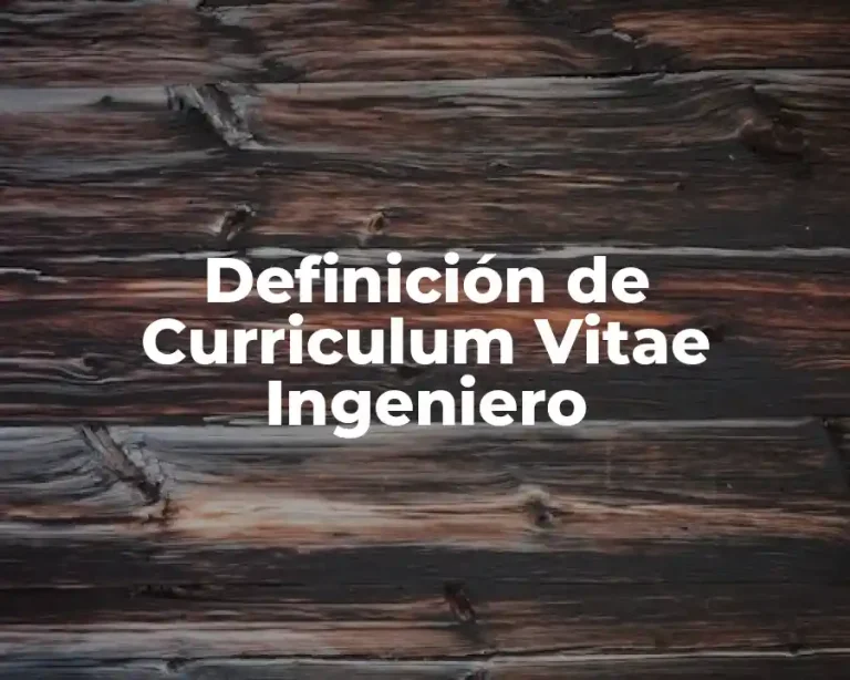 Definición de Curriculum Vitae Ingeniero