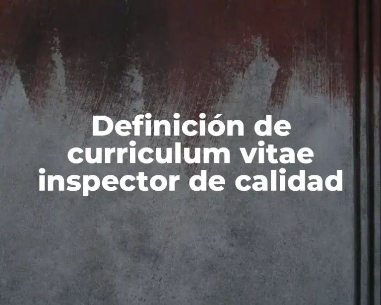 Definición de curriculum vitae inspector de calidad
