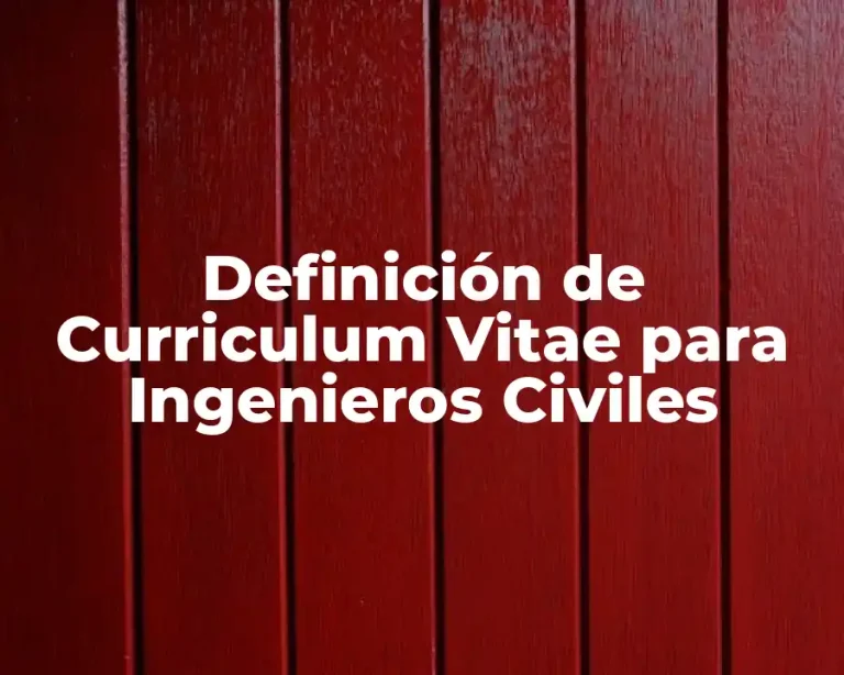 Definición de Curriculum Vitae para Ingenieros Civiles