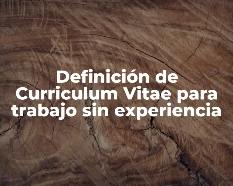 Definición de Curriculum Vitae para trabajo sin experiencia