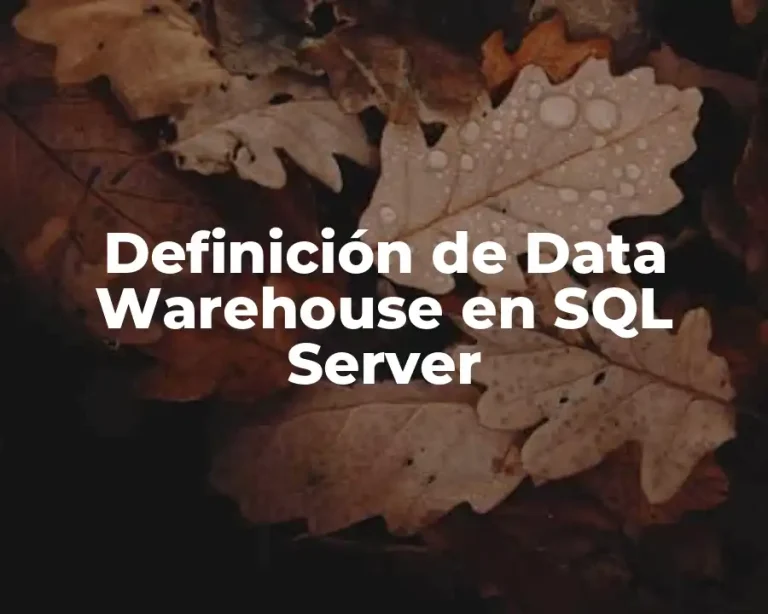 Definición de Data Warehouse en SQL Server