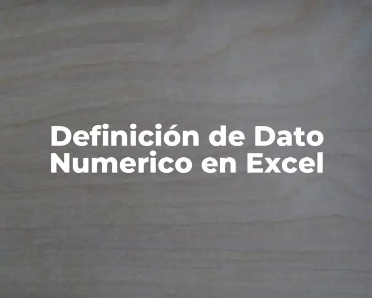 Definición de Dato Numerico en Excel