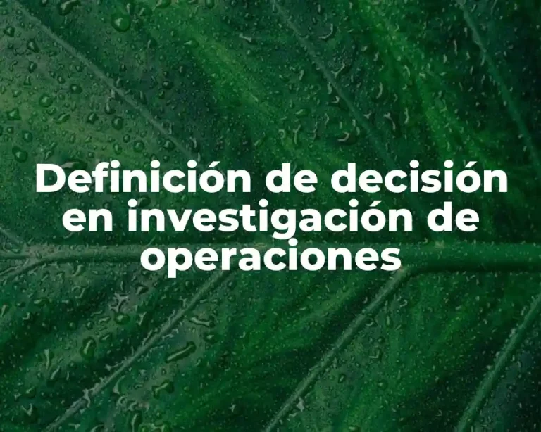 Definición de decisión en investigación de operaciones