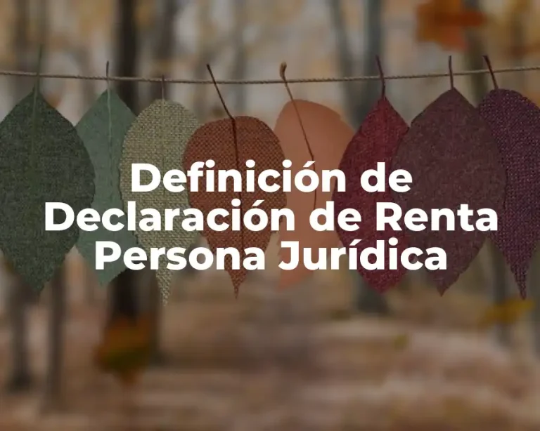Definición de Declaración de Renta Persona Jurídica