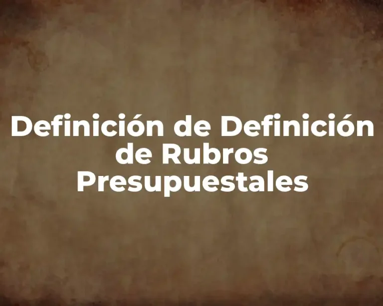 Definición de Definición de Rubros Presupuestales