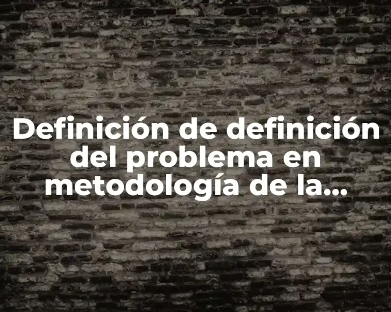 Definición de definición del problema en metodología de la investigación