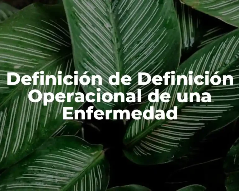 Definición de Definición Operacional de una Enfermedad