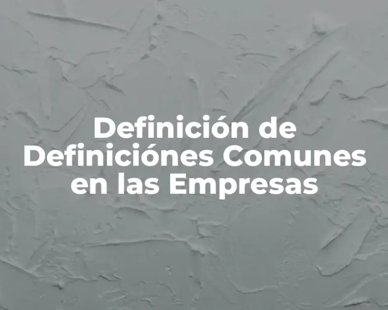 Definición de Definiciónes Comunes en las Empresas