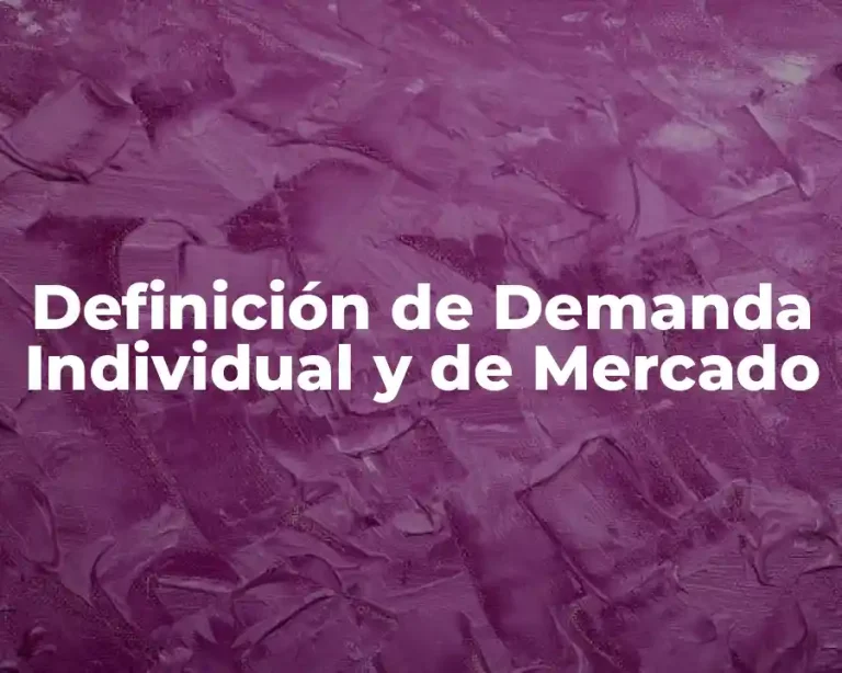 Definición de Demanda Individual y de Mercado