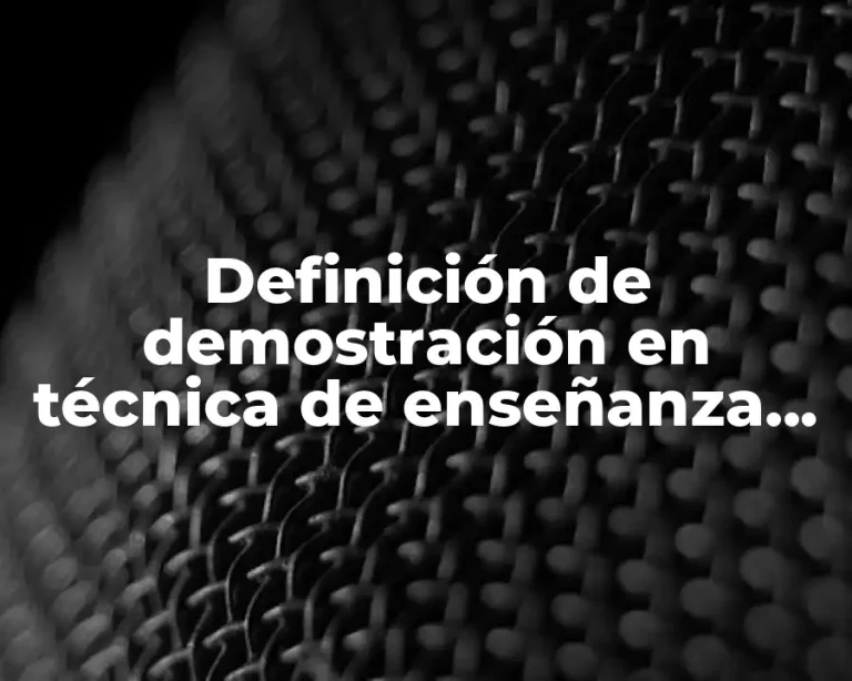 Definición de demostración en técnica de enseñanza individual