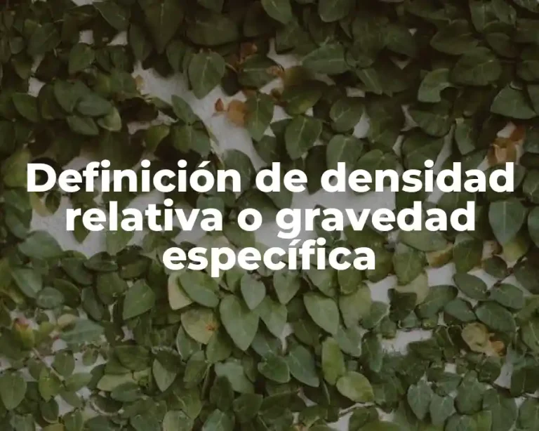 Definición de densidad relativa o gravedad específica