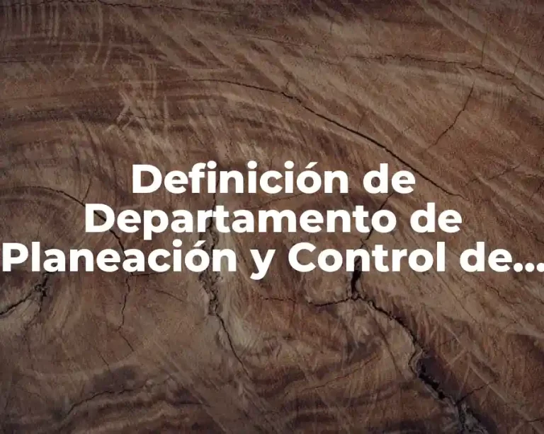 Definición de Departamento de Planeación y Control de Material