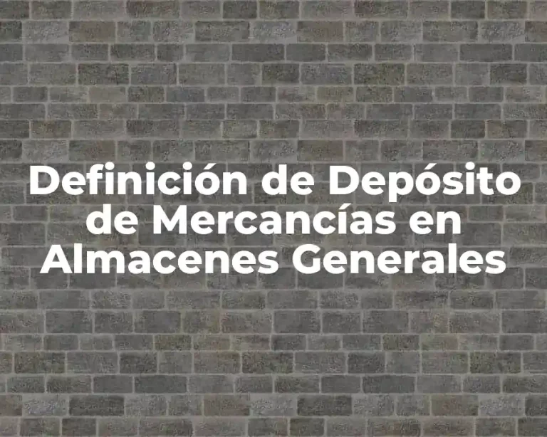 Definición de Depósito de Mercancías en Almacenes Generales
