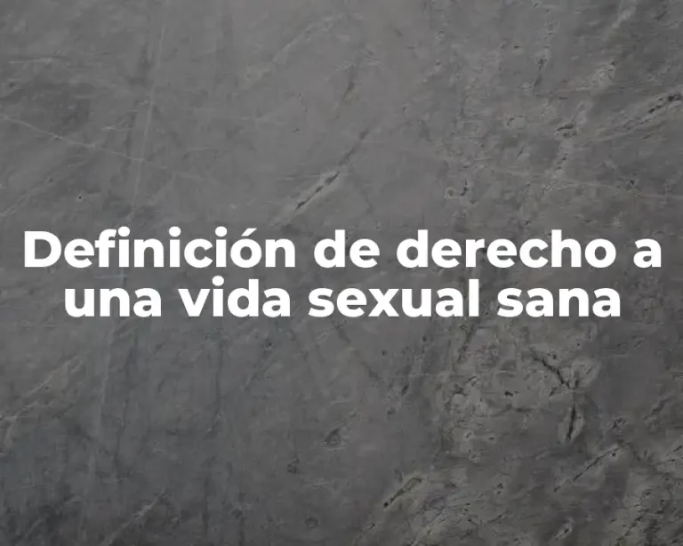 Definición de derecho a una vida sexual sana