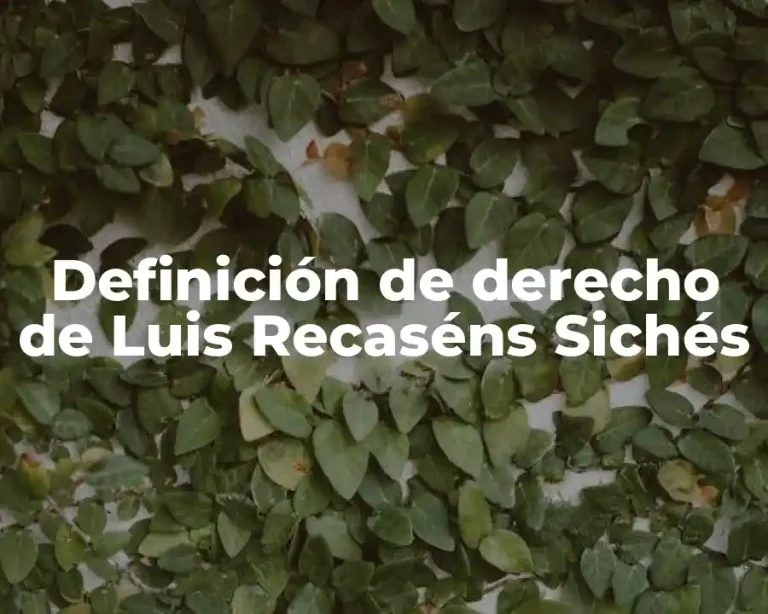 Definición de derecho de Luis Recaséns Sichés