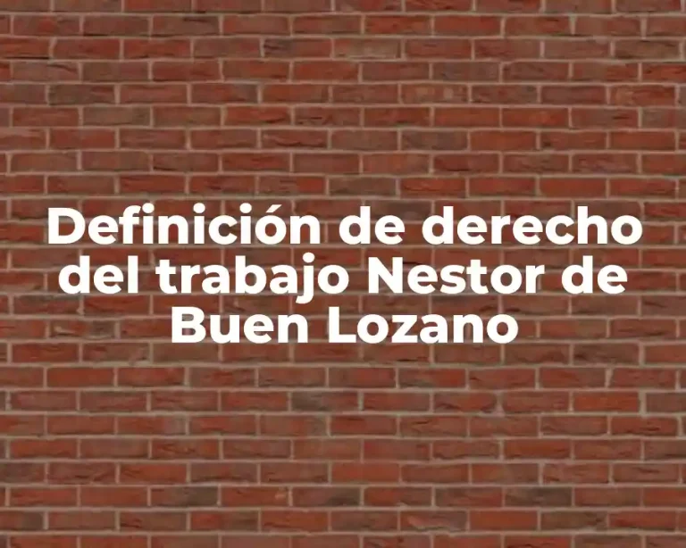 Definición de derecho del trabajo Nestor de Buen Lozano