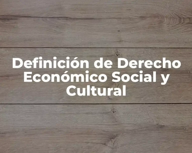 Definición de Derecho Económico Social y Cultural