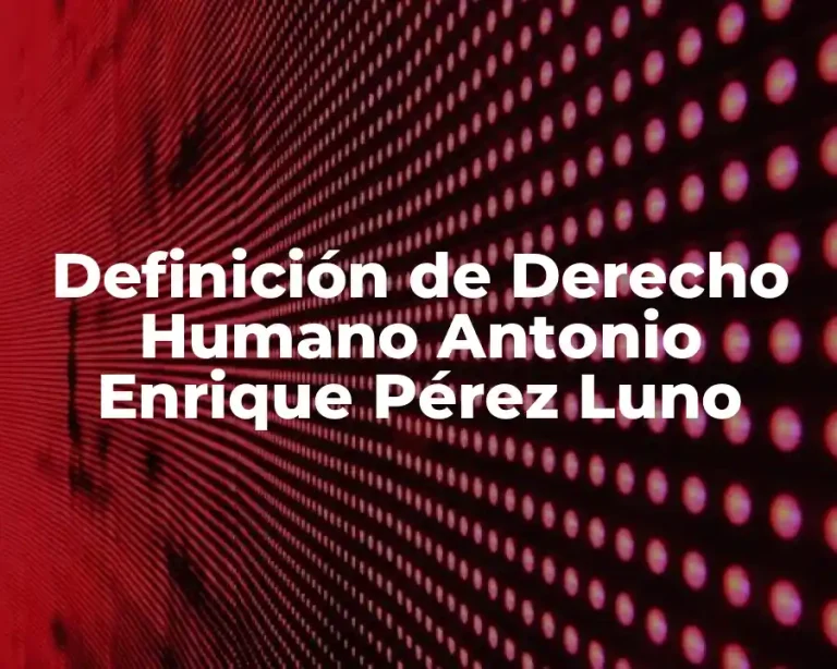 Definición de Derecho Humano Antonio Enrique Pérez Luno
