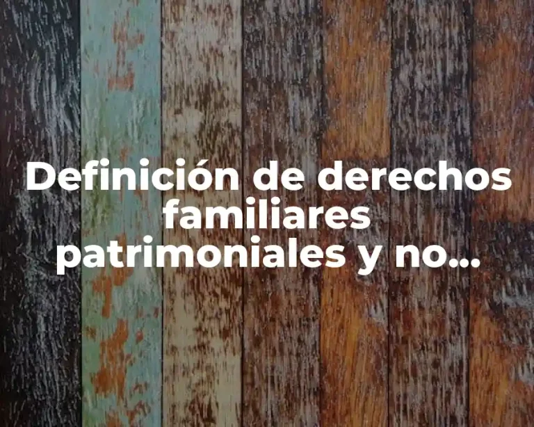 Definición de derechos familiares patrimoniales y no patrimoniales
