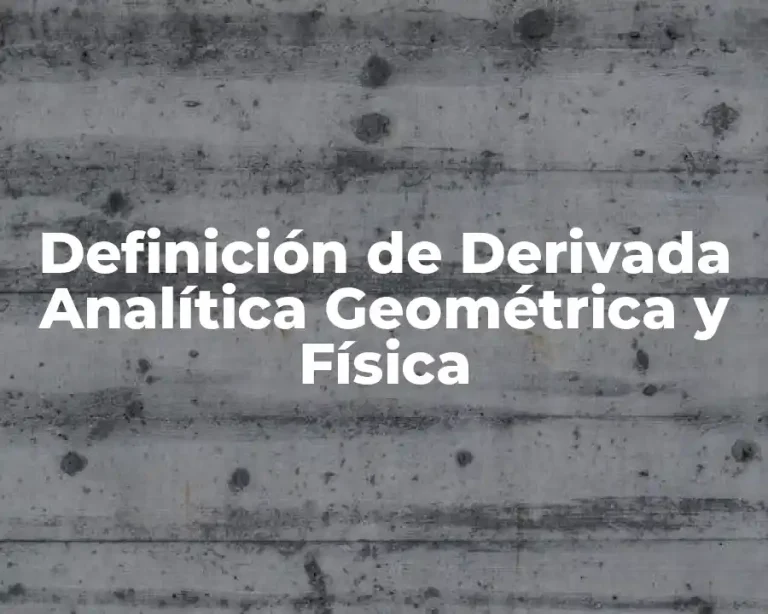 Definición de Derivada Analítica Geométrica y Física