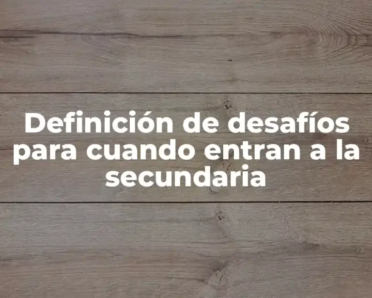 Definición de desafíos para cuando entran a la secundaria
