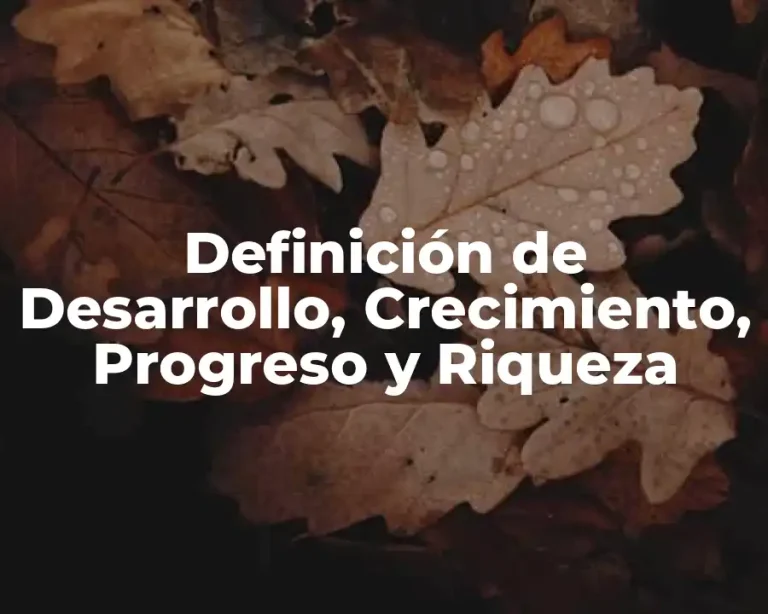 Definición de Desarrollo, Crecimiento, Progreso y Riqueza