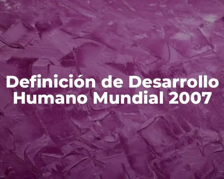 Definición de Desarrollo Humano Mundial 2007