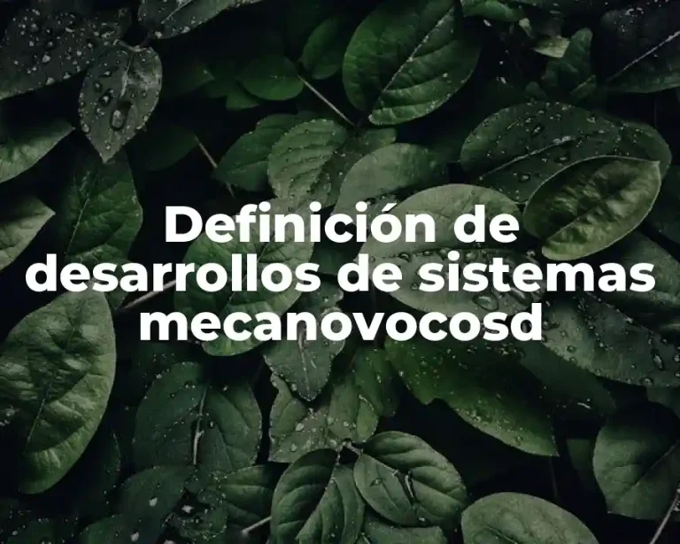 Definición de desarrollos de sistemas mecanovocosd