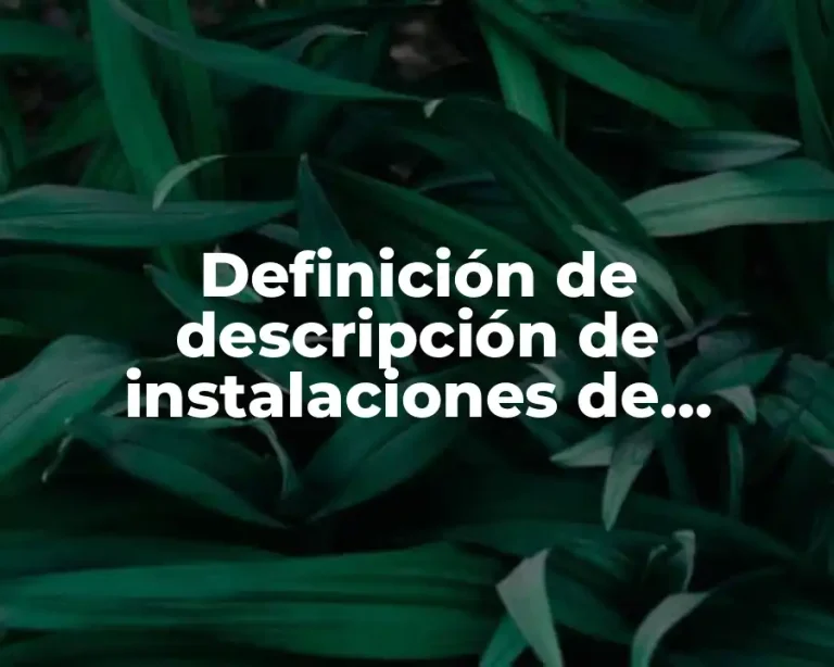 Definición de descripción de instalaciones de maquinaria y equipo
