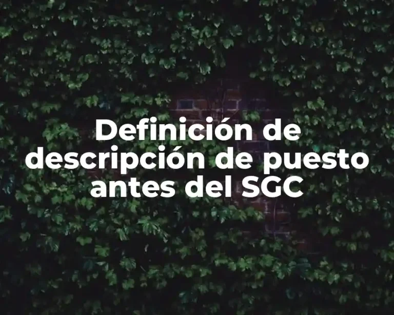 Definición de descripción de puesto antes del SGC